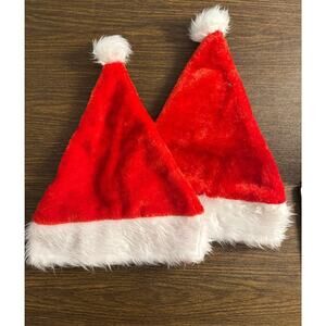 Set of 2 Christmas Santa Holiday Hats Adult Red and White
